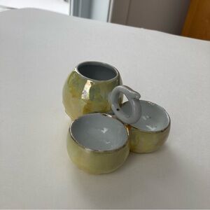 Charming Yellow Ceramic Serveware Set Olive Toothpicks Stylish Elegant Table